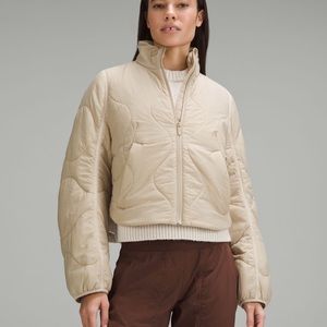 Quilted Light Insulation Cropped Jacket: Trench Color